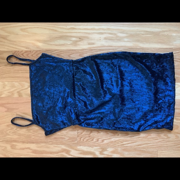 blue glitter metallic tie back bodycon dress